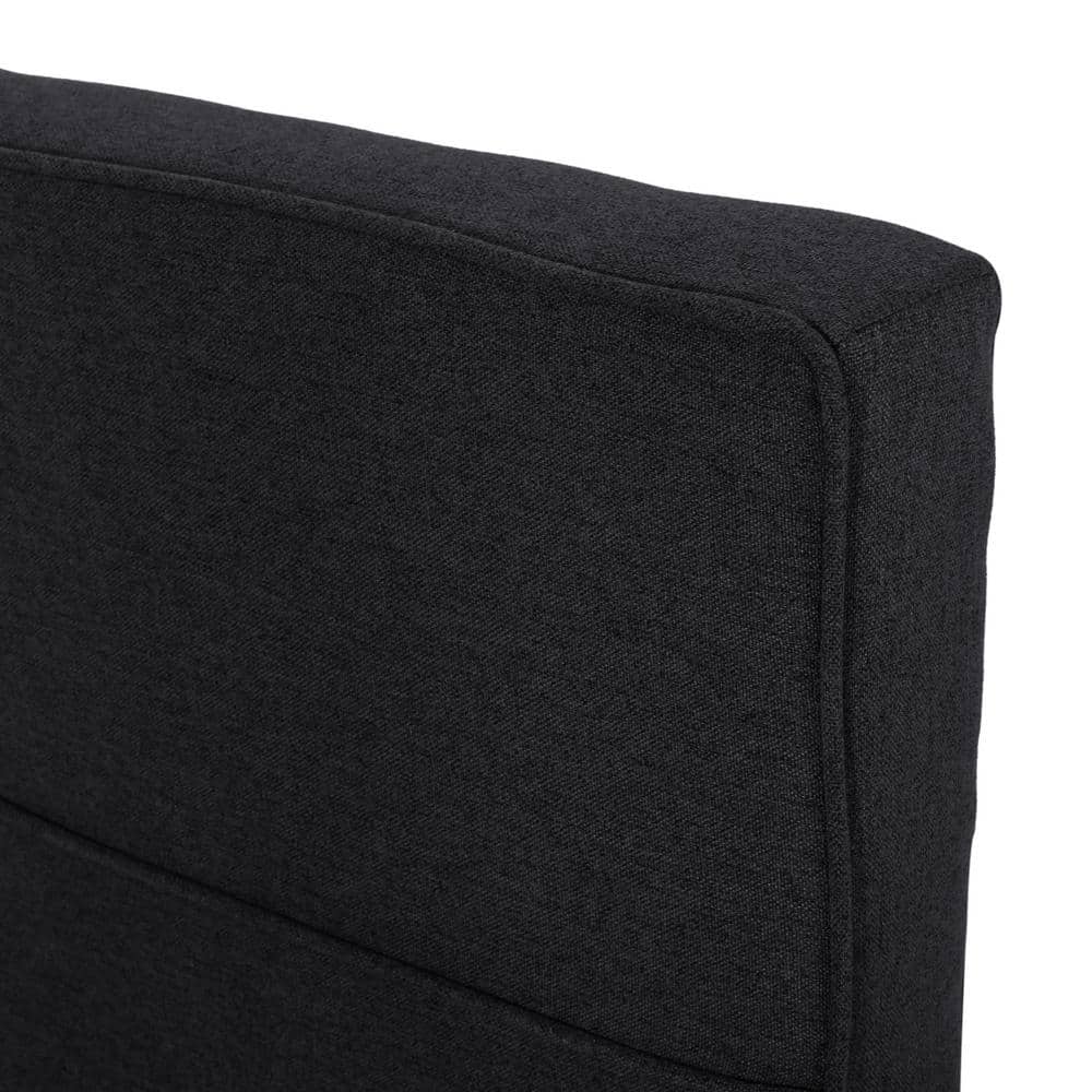 Eveleth Contemporary King Platform Bed with Tufted Black Upholstery