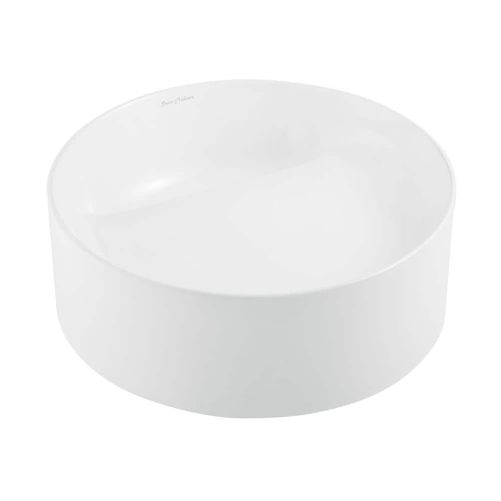 Beau 16.5" Glossy White Ceramic Round Vessel Sink