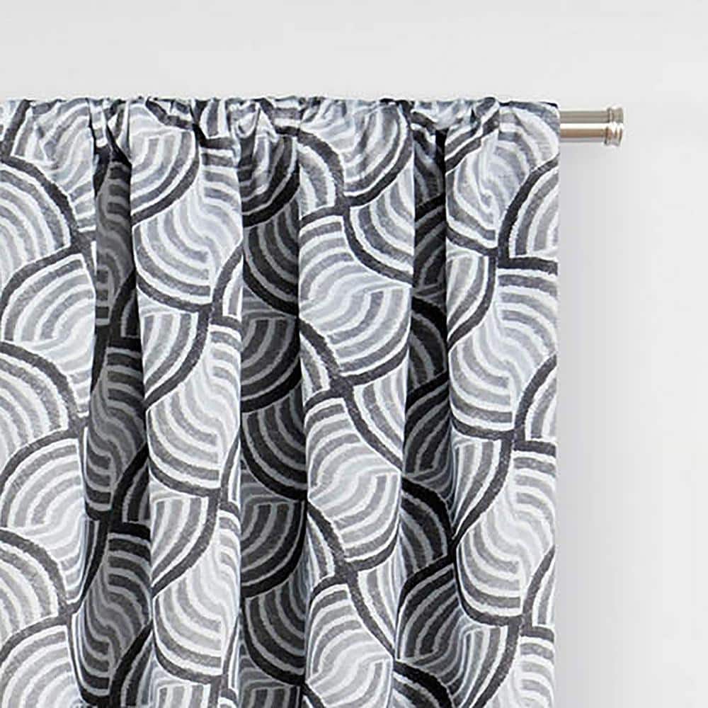Gray Geometric Blackout Rod Pocket Curtain Panel