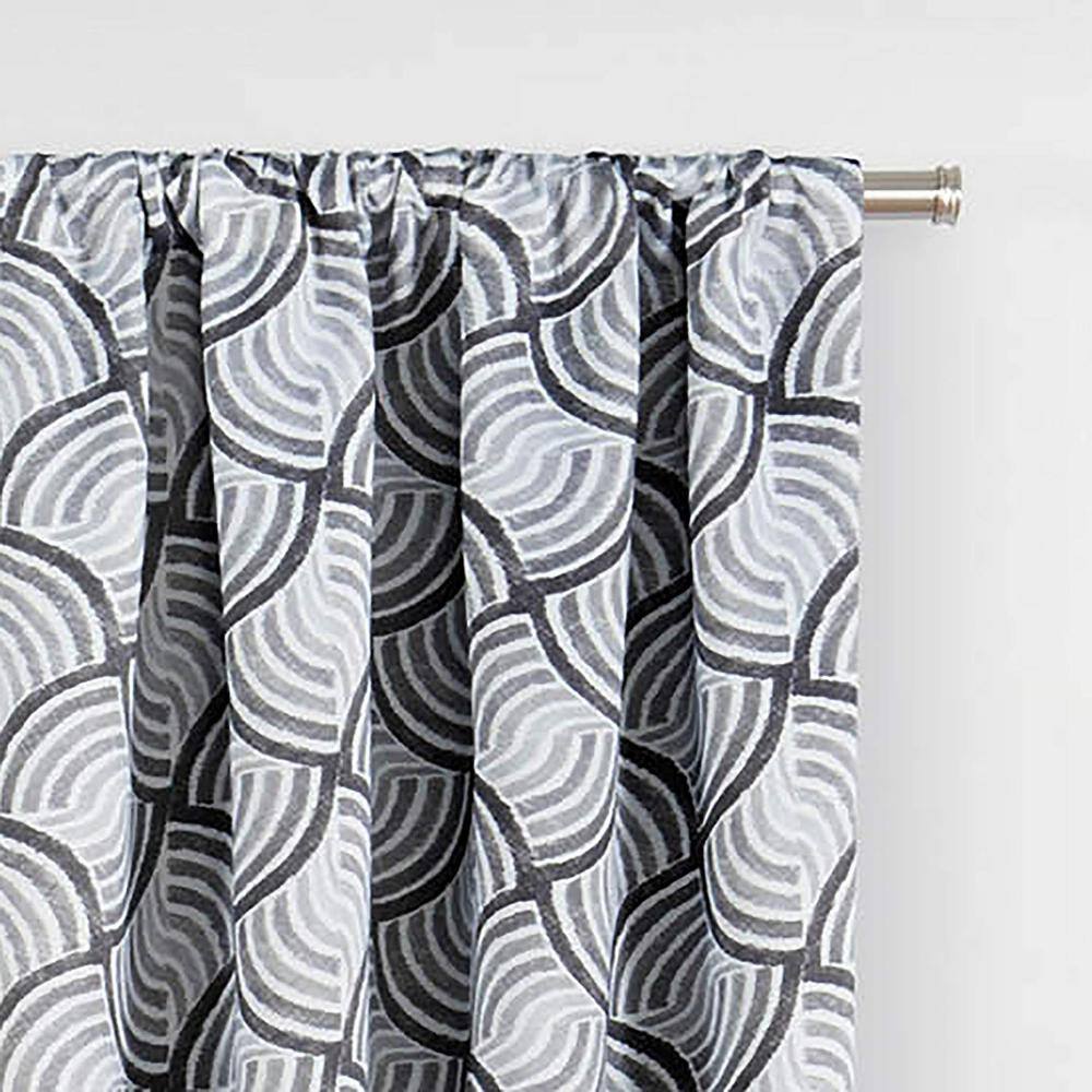 Charcoal Geometric Blackout Rod Pocket Curtain Panel, 37 x 84