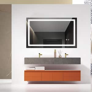 40 in. W x 24 in. H Large Rectangular Frameless Anti-Fog Dimmable Wall Mount LED Light Bathroom Vanity Mirror in White