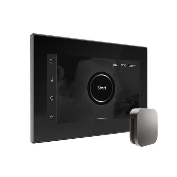 XButler Steam Shower Control Package with iSteamX Control and Linear Steamhead in Black Satin Steel