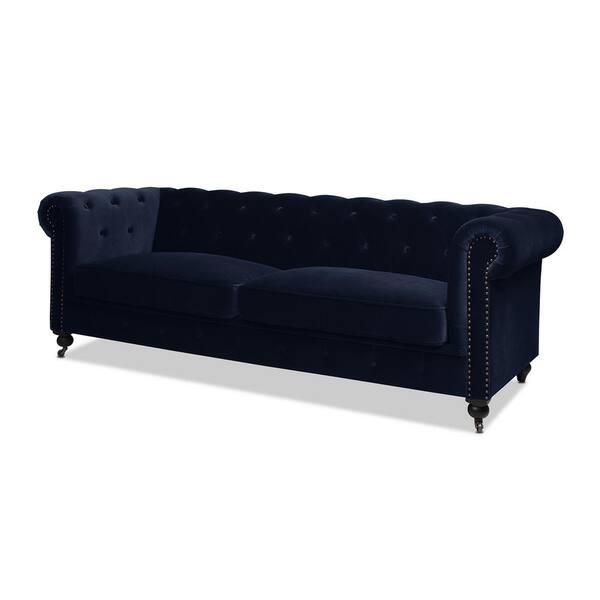 Reviews for Jennifer Taylor Winston 91 in. Round Arm Performance Velvet Chesterfield Straight