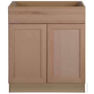 Easthaven Shaker Assembled 30x34.5x24 in. Frameless Sink Base Cabinet with False Drawer Front in Unfinished Beech