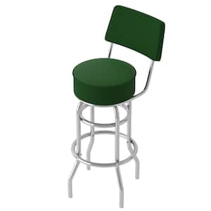 Green 31 in. Green Low Back Metal Bar Stool with Vinyl Seat