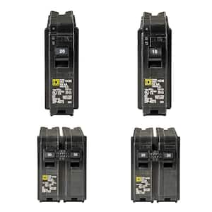 Homeline 1-20 and 1-15 Amp Single-Pole, 1-30 and 1-20 Amp 2-Pole Circuit Breakers (4-pack)