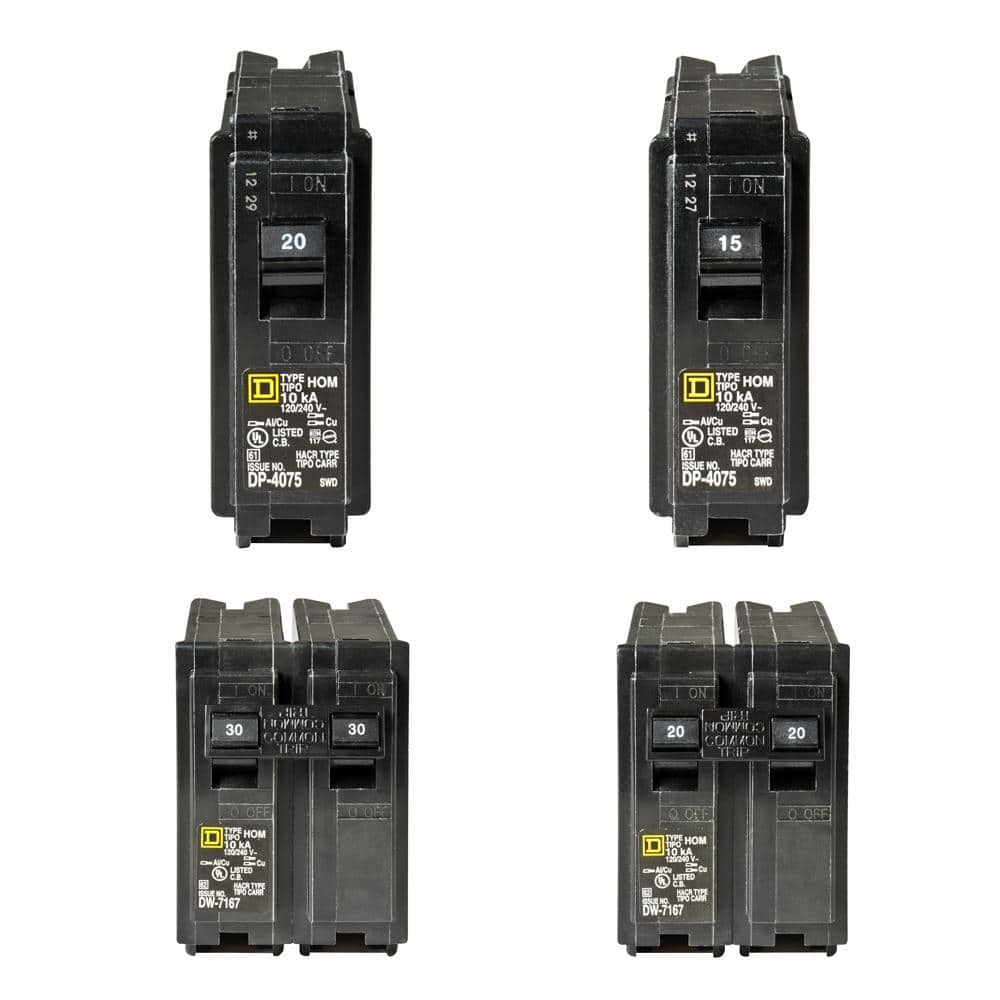 Homeline 1-20 and 1-15 Amp Single-Pole, 1-30 and 1-20 Amp 2-Pole Circuit Breakers (4-pack) price history on PriceWatchPro