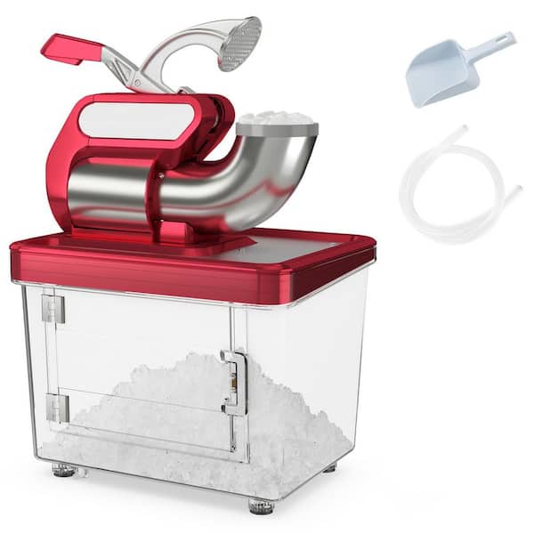 Volenca 1150 oz. Red Snow Cone Machine 300W 660 LBS/H 300W with Dual Blades and Safety Switch