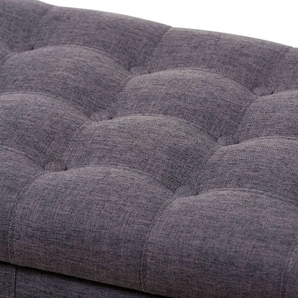 Kaylee Dark Gray Tufted Fabric Storage Ottoman Bench