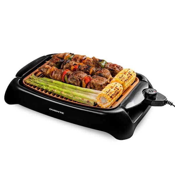 OVENTE 1000-Watt Portable Electric Indoor Grill with Non-Stick Grilling  Plate, Copper GD1632NLCO - The Home Depot