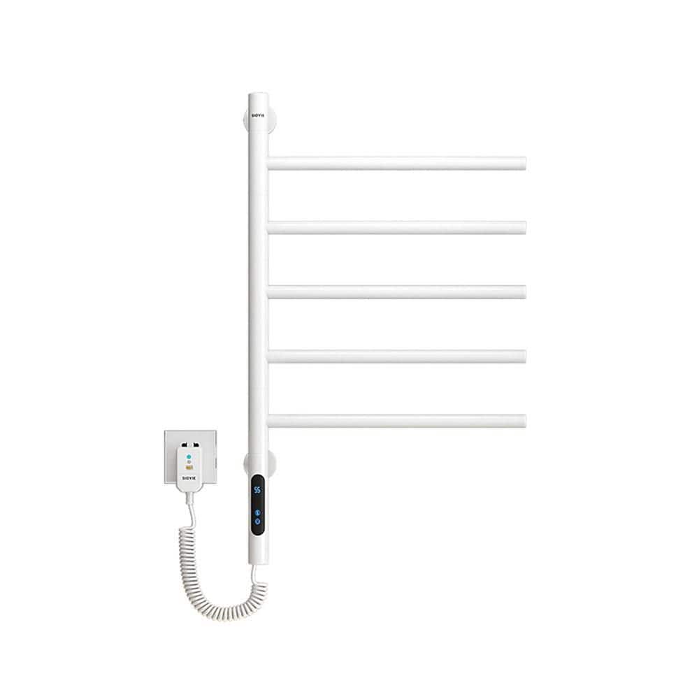 Rotary 5-Bar Plug-in Wall-Mounted Electric Towel Warmer with Timer and 180° Rotating Design in White price history on PriceWatchPro