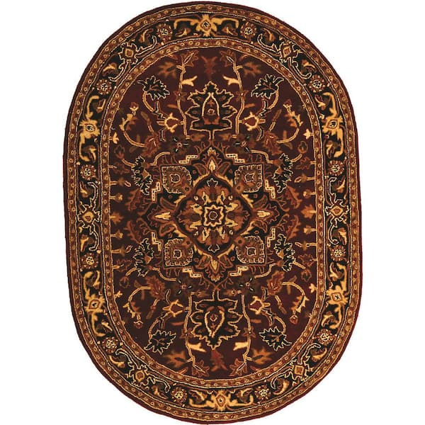 Classic Red/Navy 5 ft. x 7 ft. Oval Border Area Rug