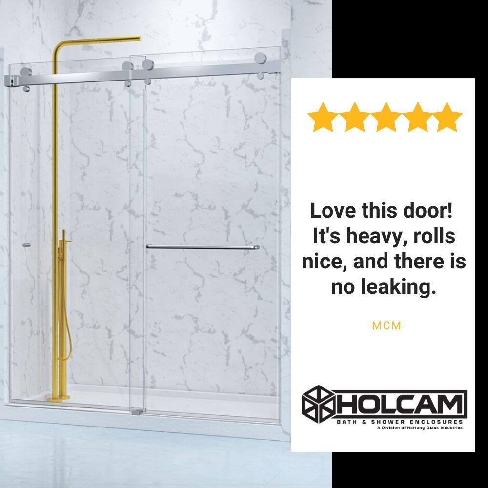 Luna 48'' Frameless Clear Glass Sliding Shower Door in Brushed Nickel
