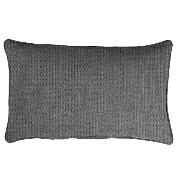 SORRA HOME Sorra Home Sunbrella Revive Charcoal Rectangle Outdoor Lumbar Pillow