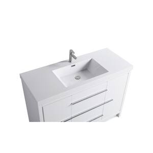 47.4 in. x 19.7 in. D x 40 in. H Single Sink Bath Vanity in White with White Resin Top