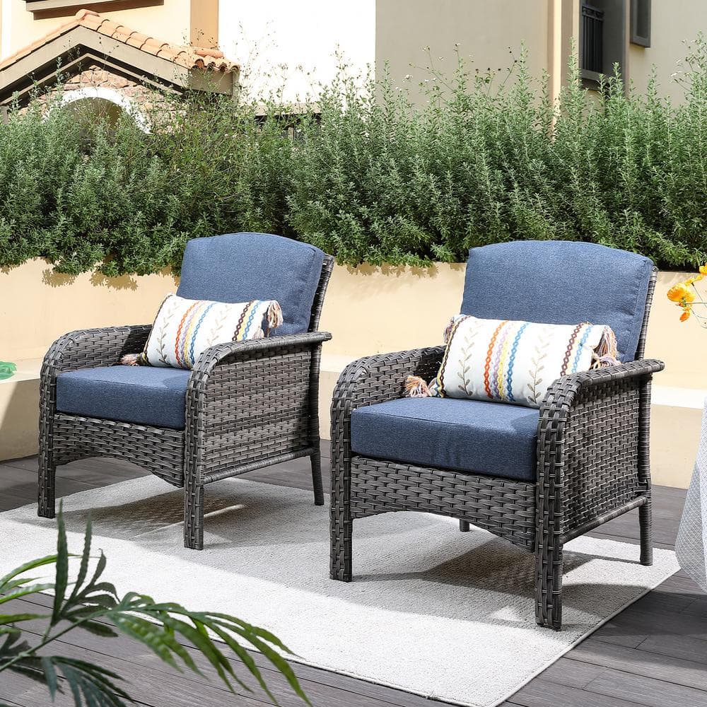 HOOOWOOO Venice Gray 2-Piece Wicker Modern Outdoor Patio Conversation ...