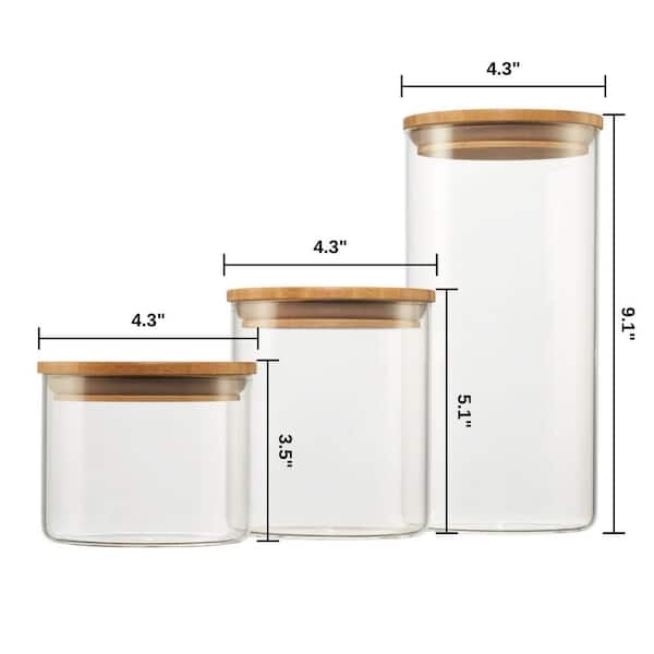 Thicken Glass Airtight Food Storage Containers Jar Pantry Organize w/  Bamboo Lid