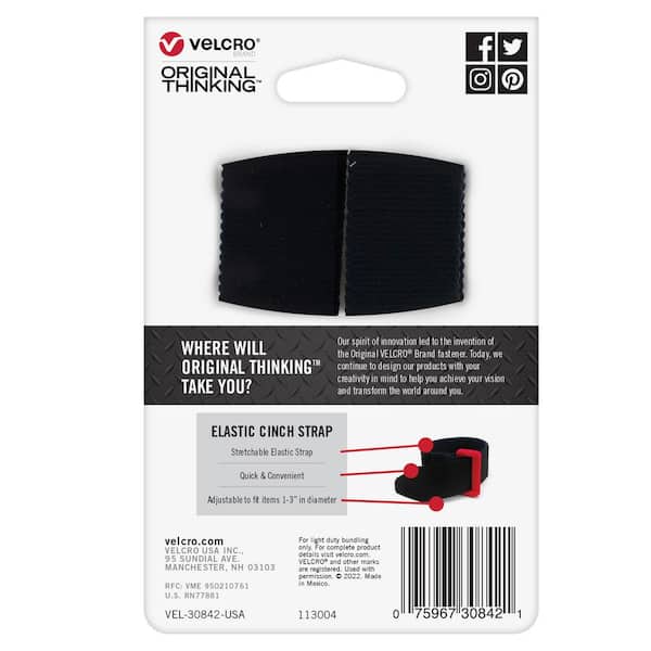 Depot Home - Red x 6/36 in. Strap ct., VEL-30842-USA Elastic The 8 VELCRO D 1 Black Cinch Garage 2 in. with Ring