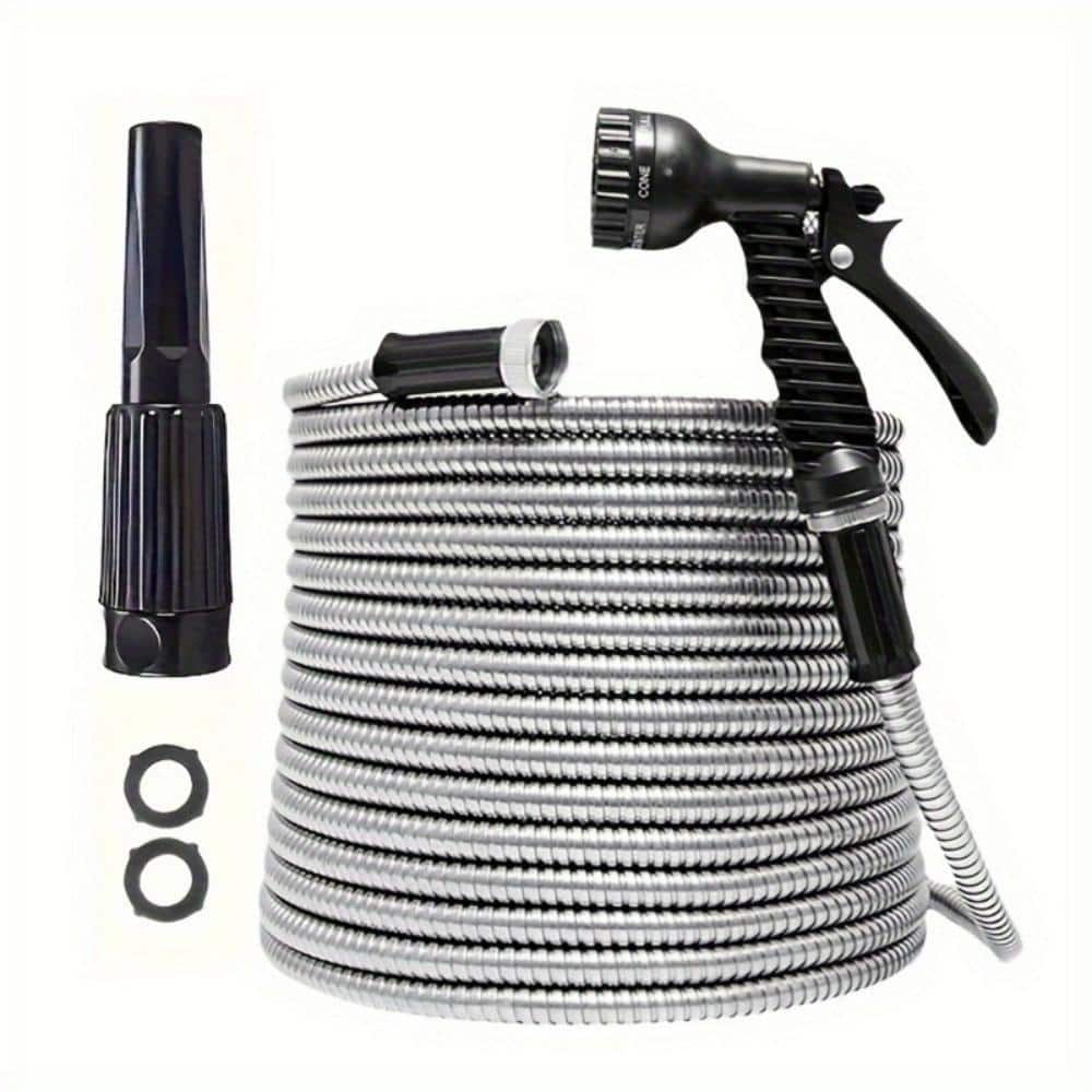 1/2 in. dia. x 75 ft. Stainless Steel Heavy Duty Garden Hose with 7‑Pattern Spray Nozzle price history on PriceWatchPro