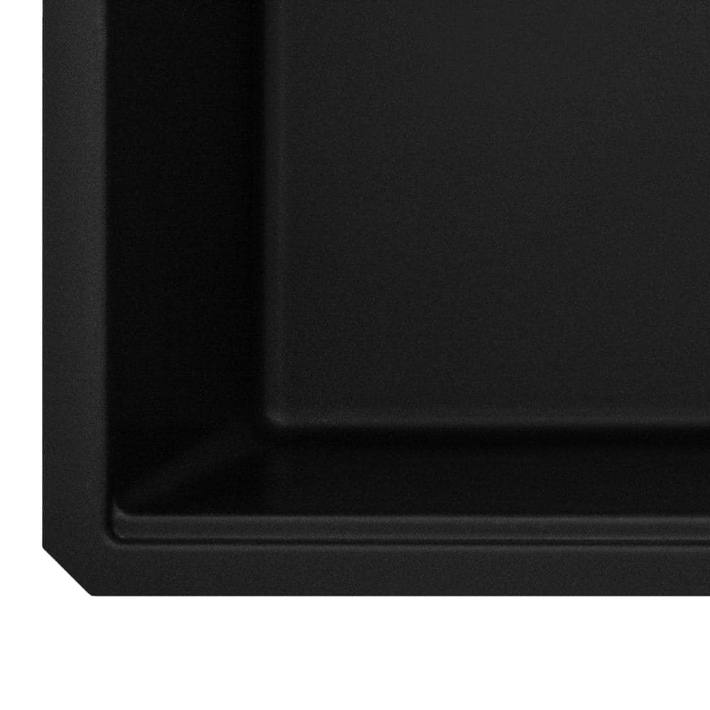 Midnight Black Granite Composite Undermount Single Bowl Kitchen Sink