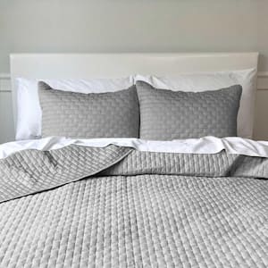 Melange Viscose from Bamboo Cotton Quilted Silver King Coverlet