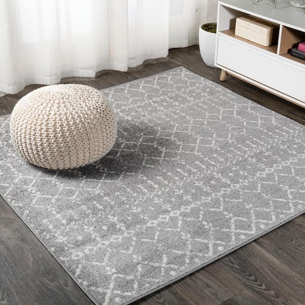 Moroccan HYPE Boho Vintage Diamond Gray/Ivory 8 ft. Square Area Rug