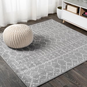 Moroccan HYPE Boho Vintage Diamond Gray/Ivory 8 ft. Square Area Rug