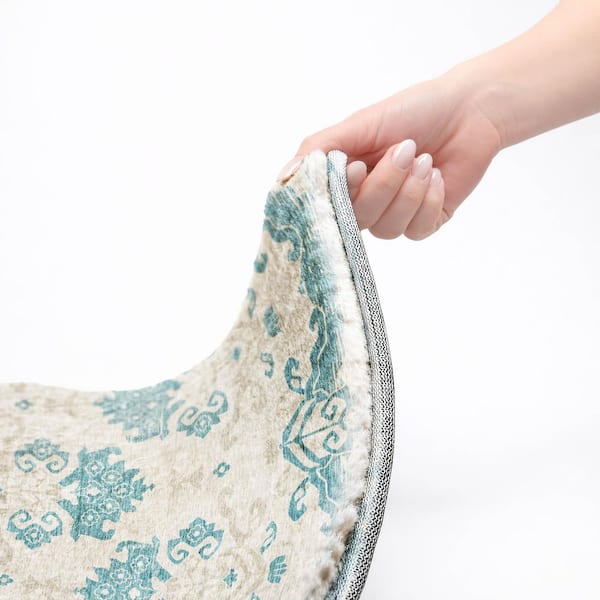 Dream Shag Premium Machine Washable Abstract ADS759 Teal 9 ft. x 12 ft. Area Rug