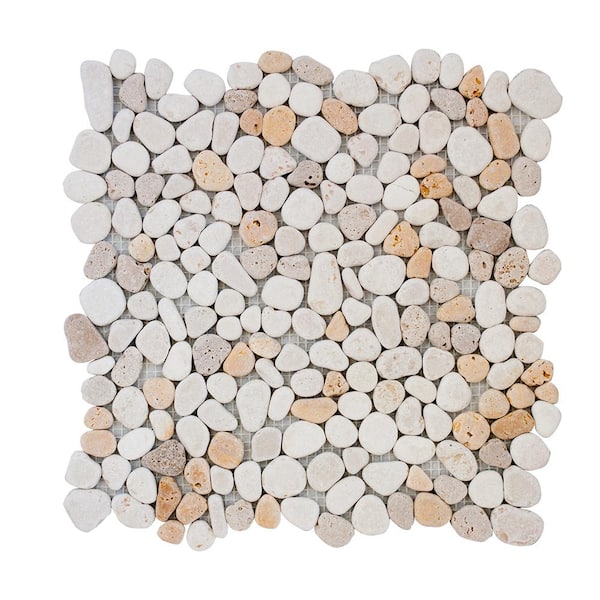 Jeffrey Court Creama River Rock 11.25 in. x 11.25 in. Honed Marble/ Limestone Floor and Wall Mosaic Tile (8.79 sq. ft./Case)