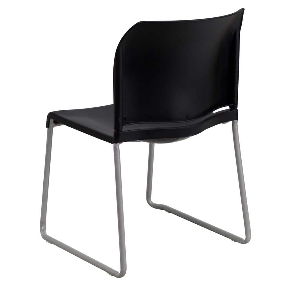 Modern Black Metal Stackable Chair with Polypropylene Seat