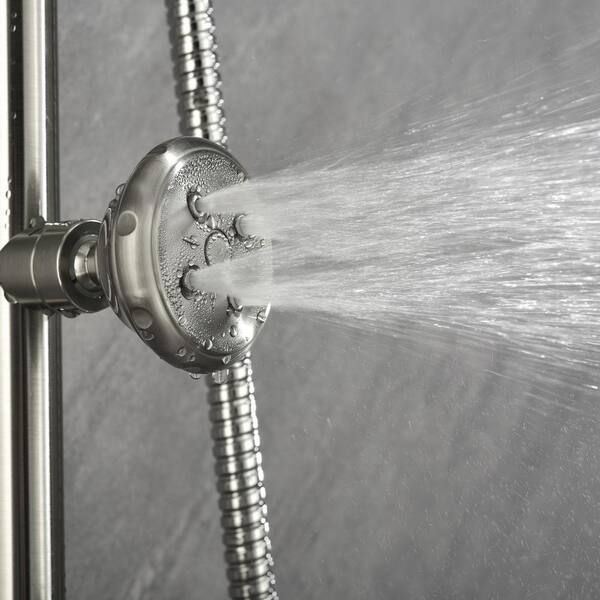 Riviera 4-Spray 1.8 GPM 8 in. Wall Mounted Dual Shower Head and Handheld Shower Head in Brushed Nickel Riviera 4-Spray 1.8 GPM 8 in. Wall Mounted Dual Shower Head and Handheld Shower Head in Brushed Nickel