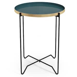 Layton 19 in. W Teal Round Metal Side Table