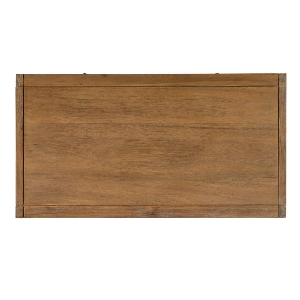 Natural Wood 3-Drawer Chest with Black Metal Hardware