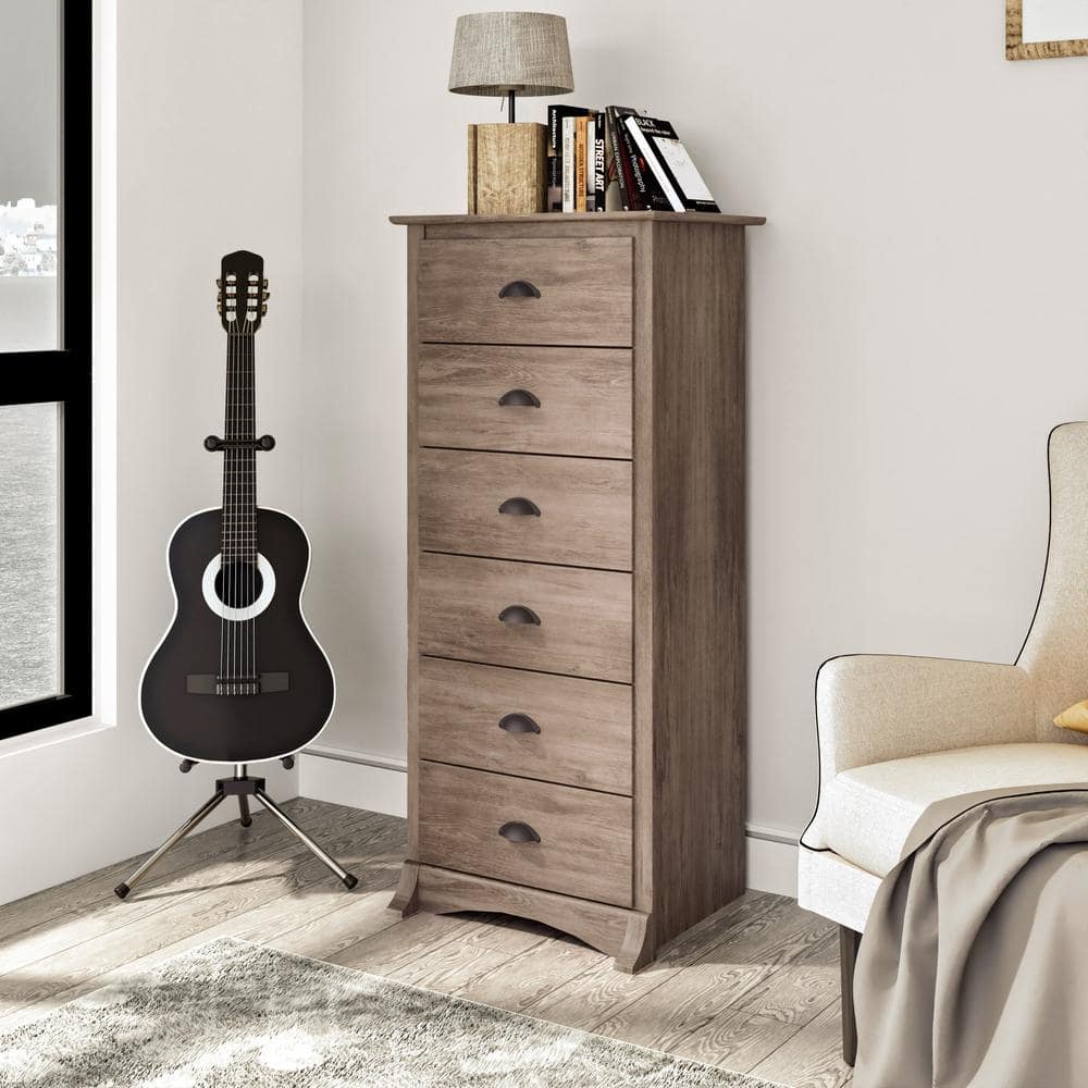 Drifted Gray Coastal 6-Drawer Tall Lingerie Chest
