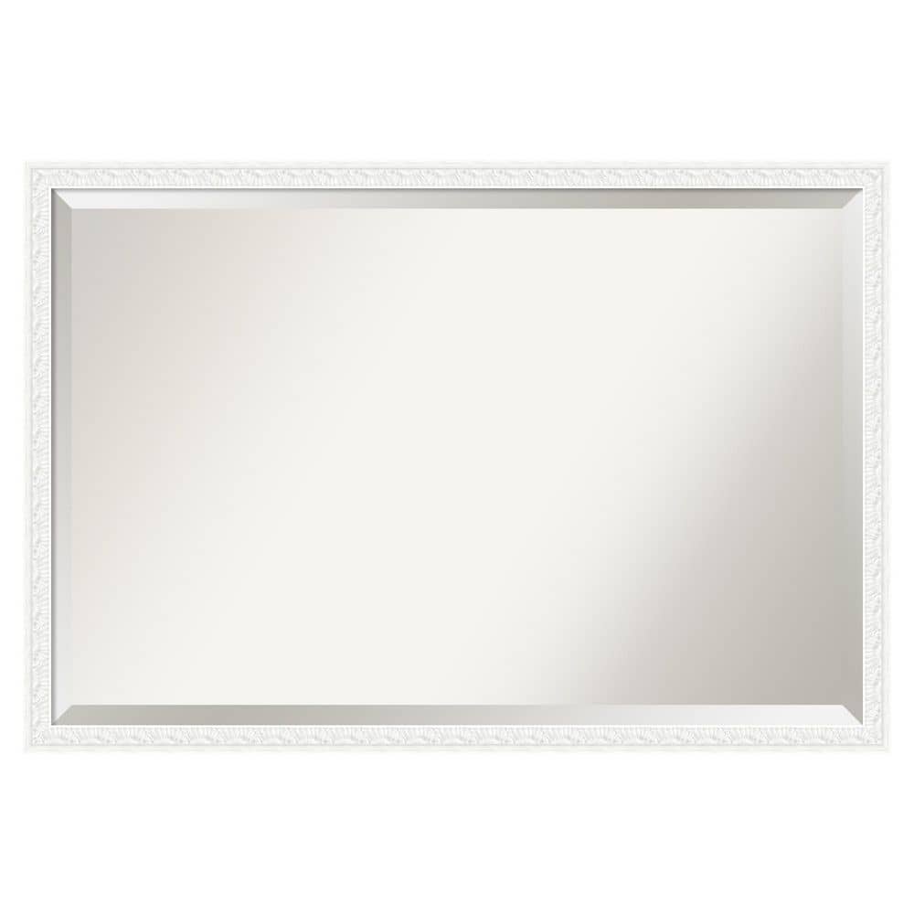 Bethany White 38 in. x 26 in. Beveled Traditional Rectangle Wood Framed Bathroom Wall Mirror price history on PriceWatchPro