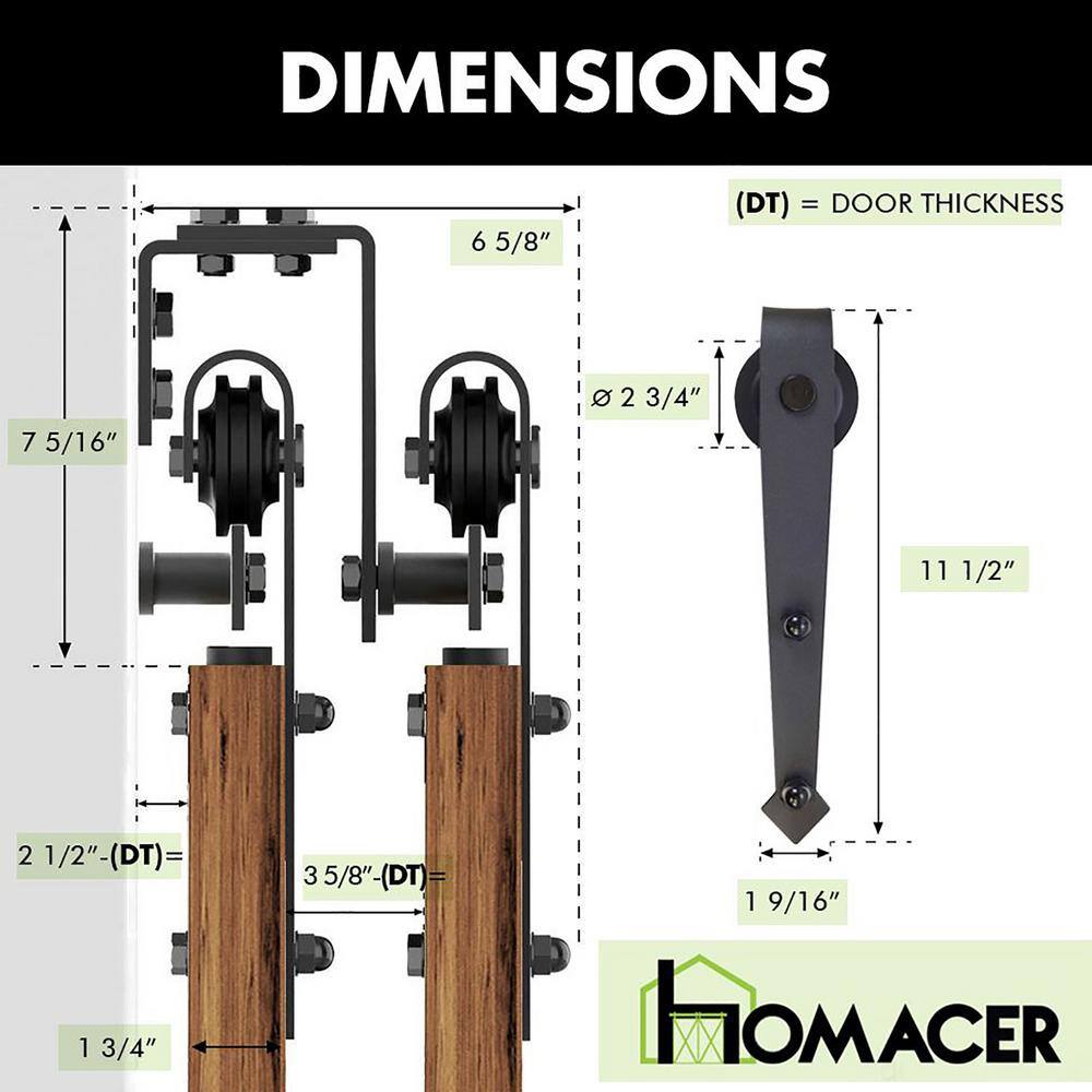 Rustic Black Double Track Bypass Sliding Barn Door Hardware Kit, 9ft