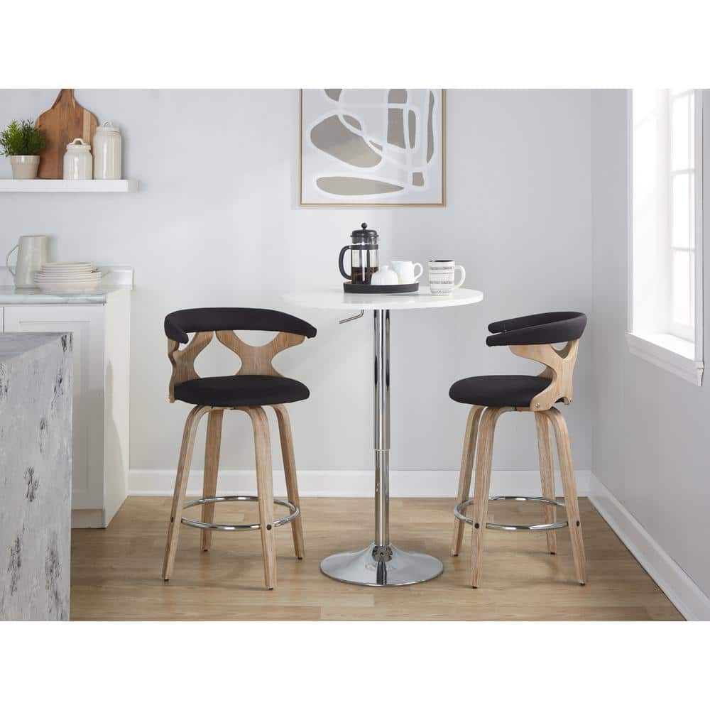 Set of 2 Gardenia Counter Height Barstools - LumiSource: Swivel, Upholstered, Foam-Filled