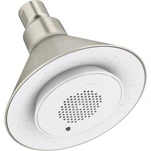 Moxie 1-Spray 5 in. Single Wall Mount Fixed Shower Head in Vibrant Brushed Nickel