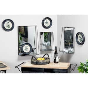 24 in. x 16 in. Gold Metal Industrial Rectangle Wall Mirror (Set of 3)