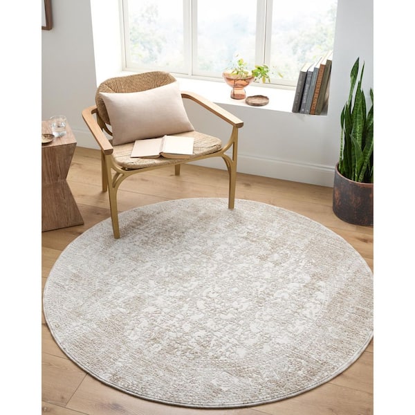 Beth Dusty Sage Traditional Distressed 7 ft. x 7 ft. Area Rug