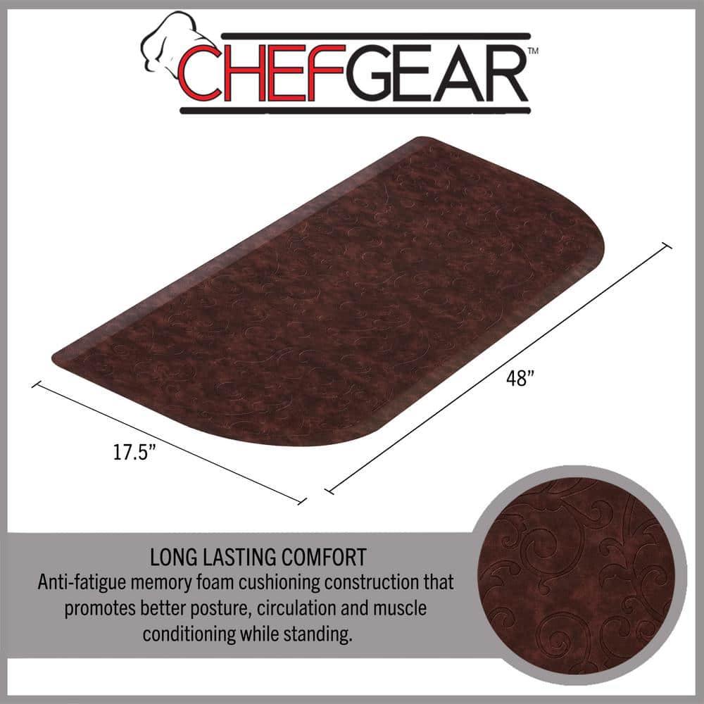 Red Faux Leather Anti-Fatigue Kitchen Mat Set