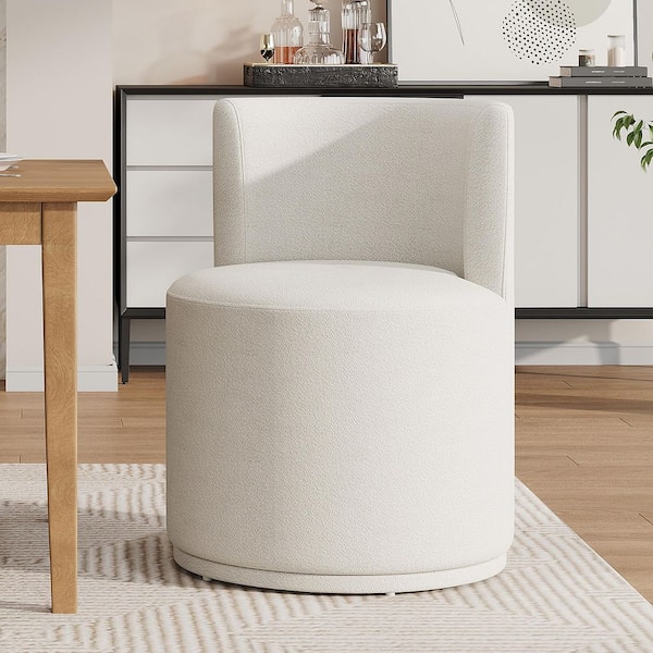 Ormere Modern Beige Fabric Upholstered Swivel Dining Side Chair with Curved Backrest