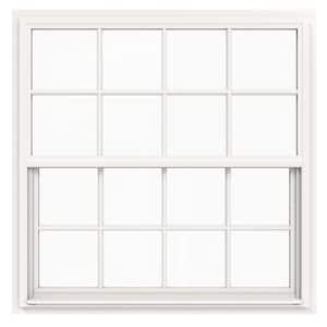 42 in. x 42 in. V-4500 Series White Single-Hung Vinyl Window with 8-Lite Colonial Grids/Grilles