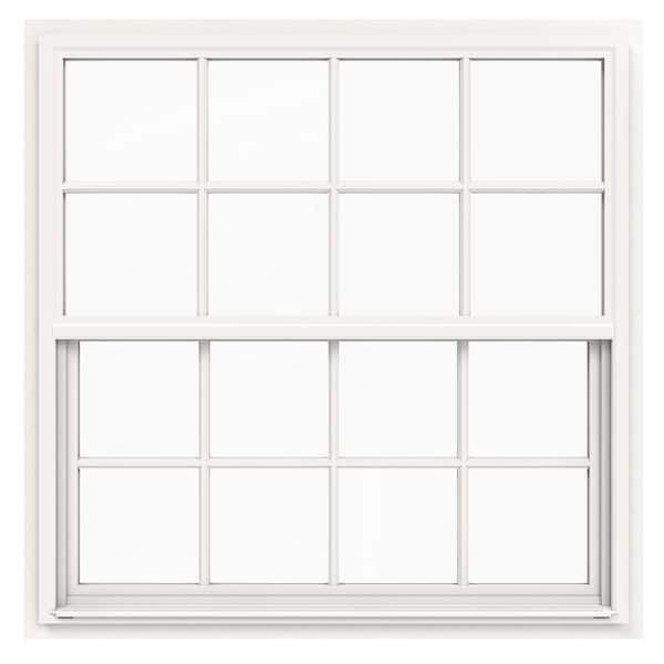 JELD-WEN 42 in. x 42 in. V-4500 Series White Single-Hung Vinyl Window with 8-Lite Colonial Grids/Grilles