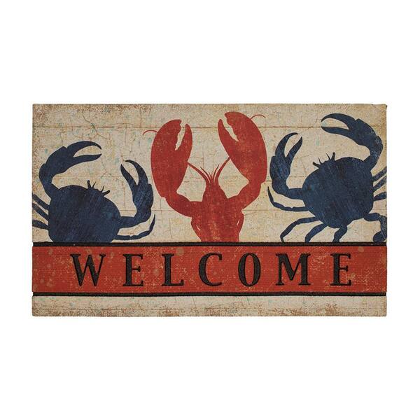 Lobster Nautical Door Mat Life Is Better On The Coast Rubber Backed 18 x 30 in 