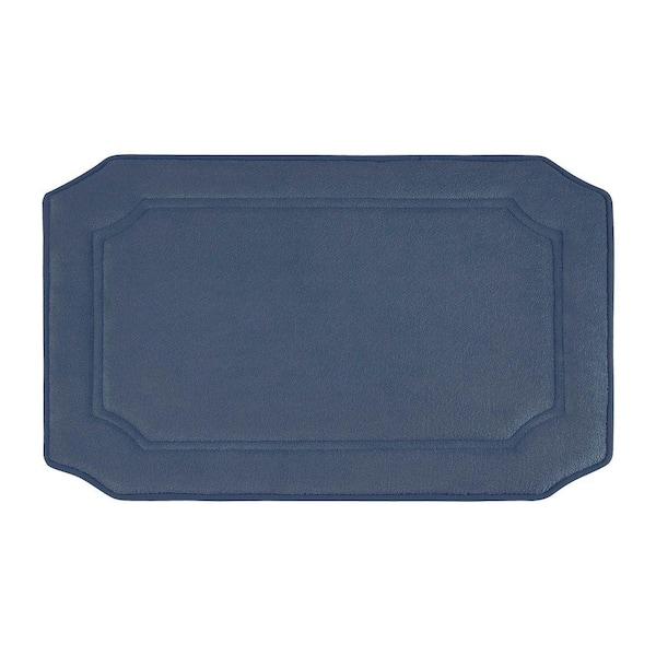 Unbranded Walden Premium Extra Thick Micro Plush Dusty Blue 20 in. x 32 in. Memory Foam Bath Mat