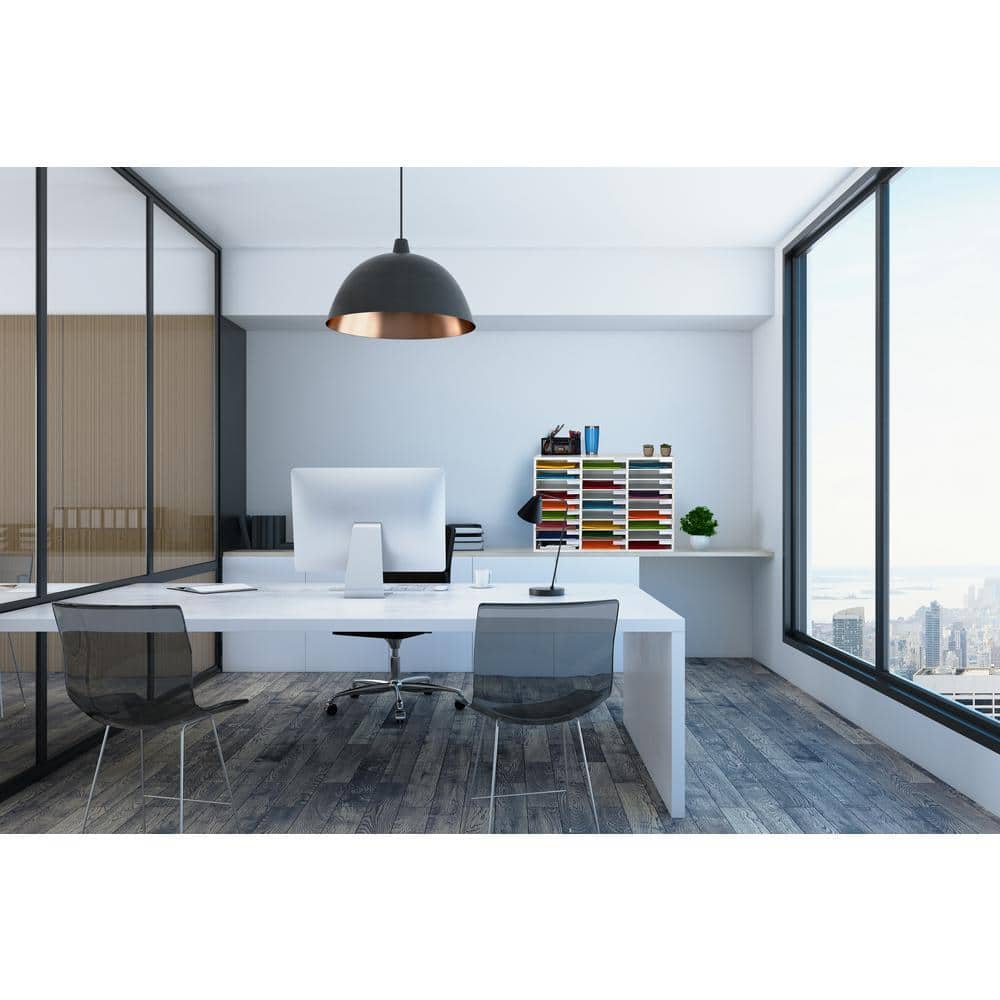 White MDF 27-Compartment Adjustable Literature Organizer