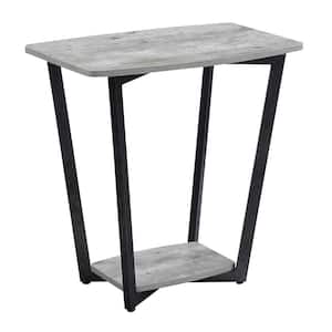 Graystone 23.75 in. Faux Birch and Slate Gray Rectangle Particle Board End Table with Shelf