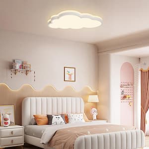 Lumin 20 in. 1-Light White LED Flush Mount Cloud Light Fixture for Kids