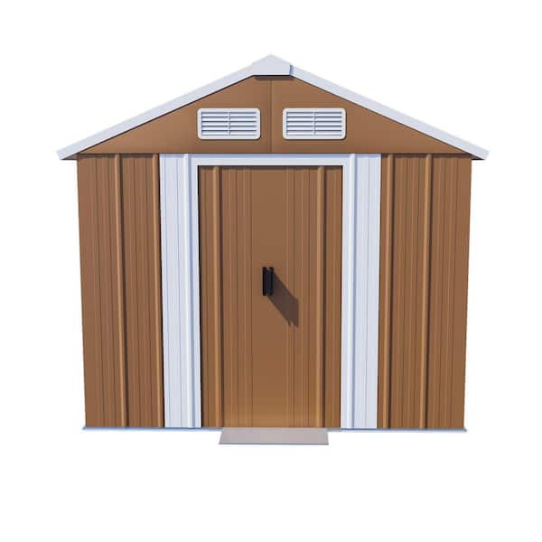 6 ft. W x 4 ft. D Brown Metal Waterproof Outdoor Storage Shed with Windows, Lockable Door and Ventilation (23 sq. ft.)